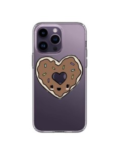 iPhone 14 Pro Max Case Donut Heart Chocolate Clear -...