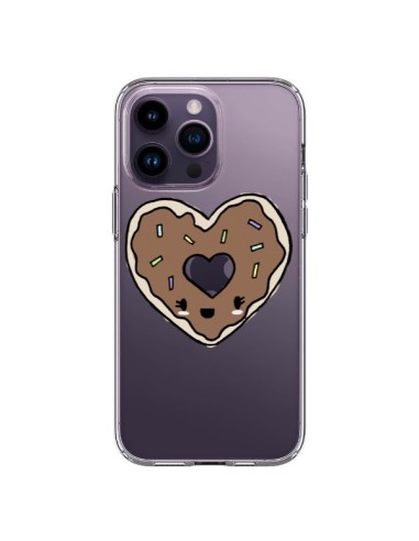 Coque iPhone 14 Pro Max Donuts Heart Coeur Chocolat Transparente - Claudia Ramos