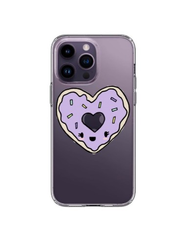 Coque iPhone 14 Pro Max Donuts Heart Coeur Violet Transparente - Claudia Ramos