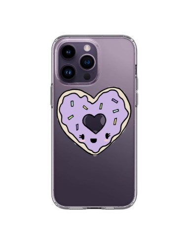 Cover iPhone 14 Pro Max Ciambella Cuore Viola Trasparente - Claudia Ramos