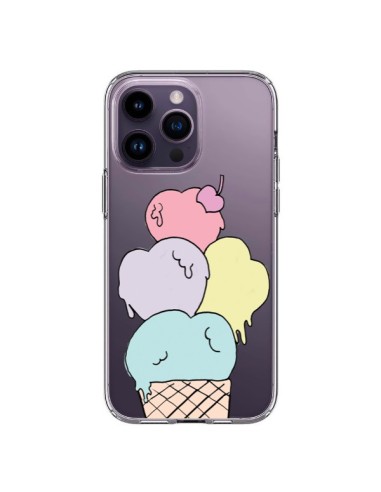 Coque iPhone 14 Pro Max Ice Cream Glace Summer Ete Coeur Transparente - Claudia Ramos