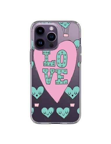 Cover iPhone 14 Pro Max Amore Nuvole Mongolfiera Trasparente - Claudia Ramos