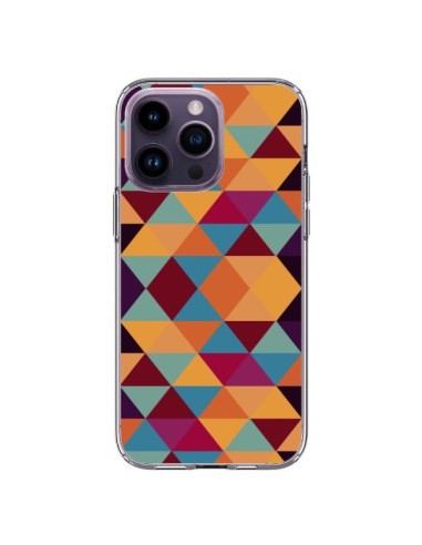 Coque iPhone 14 Pro Max Azteque Triangle Orange - Eleaxart