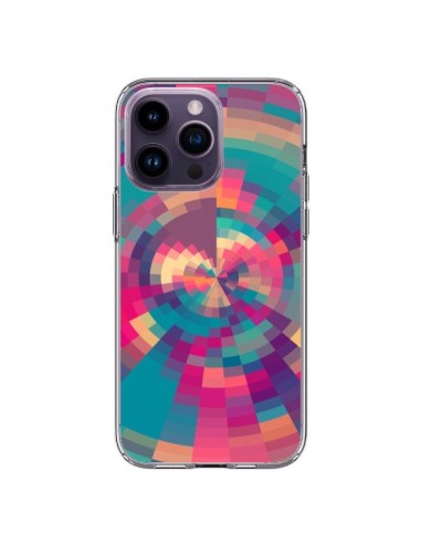 Coque iPhone 14 Pro Max Spirales de Couleurs Rose Violet - Eleaxart