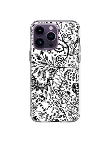 Cover iPhone 14 Pro Max Azteco Bianco e Nero - Eleaxart