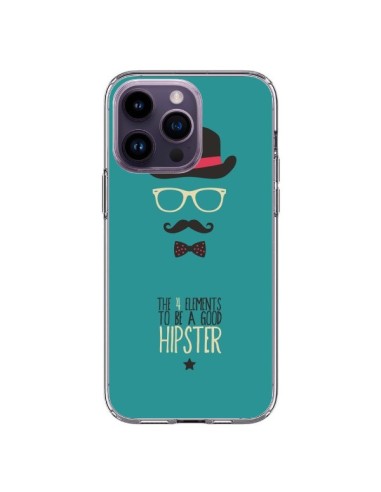 Coque iPhone 14 Pro Max Chapeau, Lunettes, Moustache, Noeud Papillon To Be a Good Hipster - Eleaxart