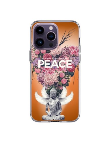 Coque iPhone 14 Pro Max Peace Fleurs Buddha - Eleaxart