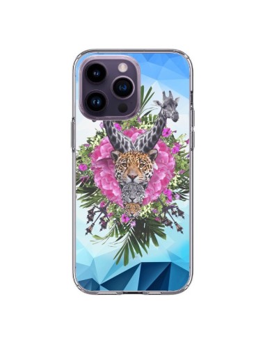 Cover iPhone 14 Pro Max Giraffe Leoni Tigri Giungla - Eleaxart