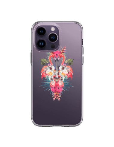 Coque iPhone 14 Pro Max Tropicales Flamingos Tropical Flamant Rose Summer Ete - Eleaxart