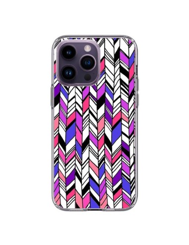 Cover iPhone 14 Pro Max Grafico Azteco Rosa Viola - Léa Clément