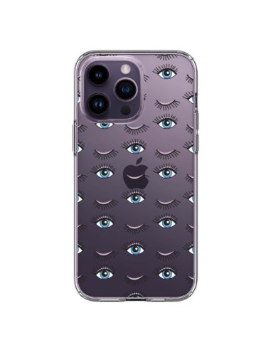 iPhone 14 Pro Max Case Eyes Blue Mosaic Clear - Léa Clément