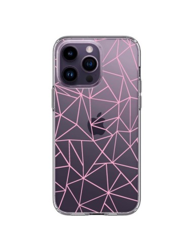 Coque iPhone 14 Pro Max Lignes Triangle Rose Transparente - Project M