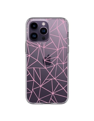 iPhone 14 Pro Max Case Lines Triangle Pink Clear - Project M