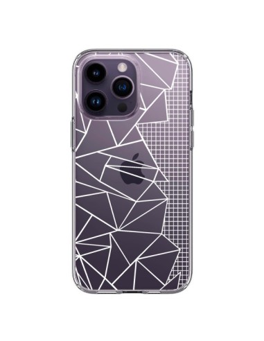 Cover iPhone 14 Pro Max Linee Griglia Side Grid Astratto Bianco Trasparente - Project M