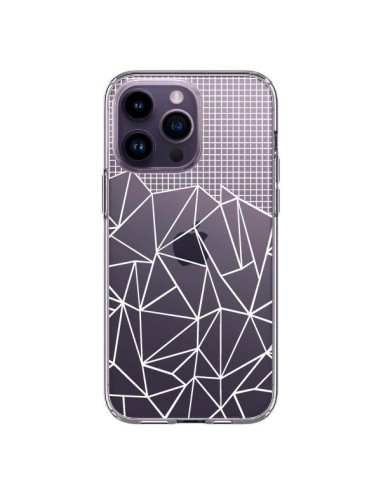Coque iPhone 14 Pro Max Lignes Grilles Grid Abstract Blanc Transparente - Project M