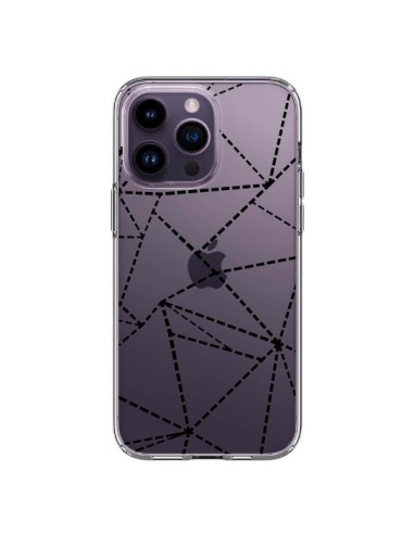 Cover iPhone 14 Pro Max Linee Punti Astratto Nero Trasparente - Project M