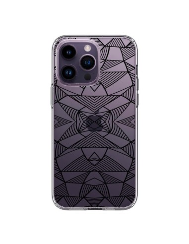 iPhone 14 Pro Max Case Lines Mirrors Grid Triangles Abstract Black Clear - Project M