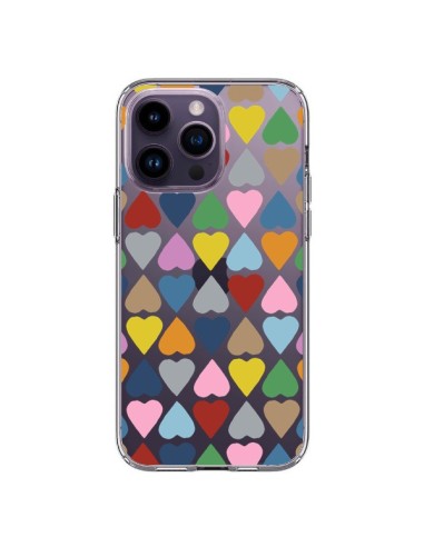 Coque iPhone 14 Pro Max Coeurs Heart Couleur Transparente - Project M