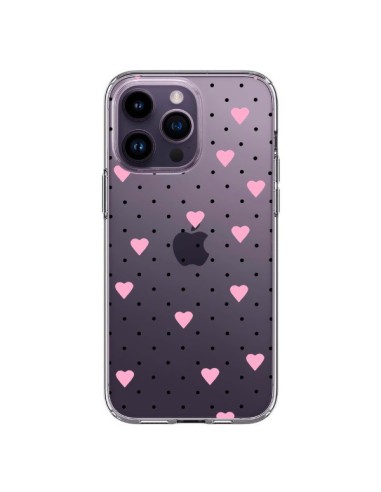 Coque iPhone 14 Pro Max Point Coeur Rose Pin Point Heart Transparente - Project M