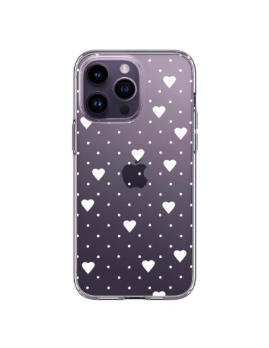 iPhone 14 Pro Max Case Points Hearts White Clear - Project M