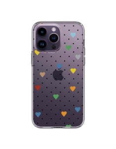 Coque iPhone 14 Pro Max Point Coeur Coloré Pin Point...