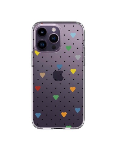 iPhone 14 Pro Max Case Points Hearts Colorful Clear - Project M