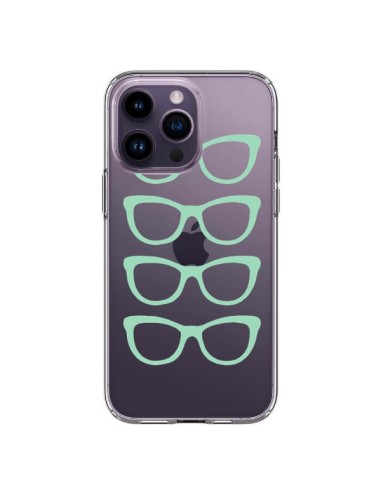 Coque iPhone 14 Pro Max Sunglasses Lunettes Soleil Mint Bleu Vert Transparente - Project M