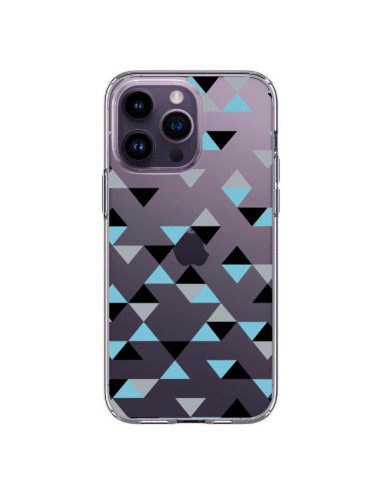 iPhone 14 Pro Max Case Triangles Ice Blue Black Clear - Project M
