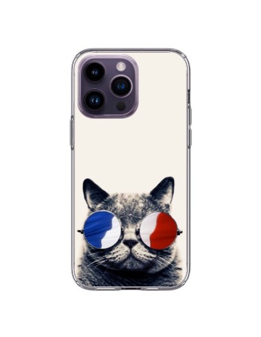 Coque iPhone 14 Pro Max Chat à lunettes françaises - Gusto NYC