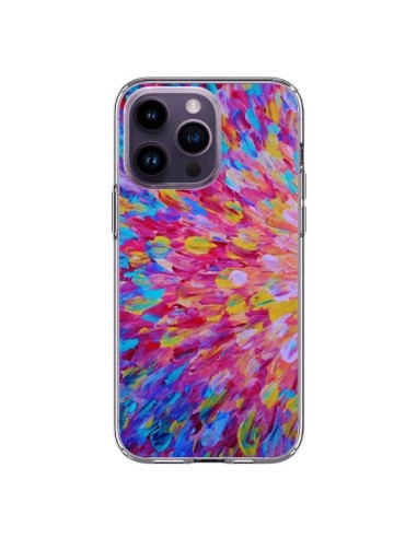 Coque iPhone 14 Pro Max Fleurs Bleues Roses Splash - Ebi Emporium