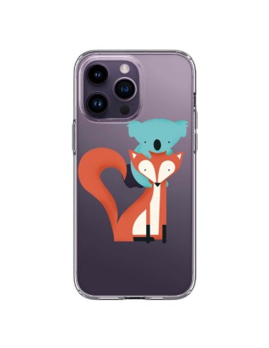 Coque iPhone 14 Pro Max Renard et Koala Love Transparente - Jay Fleck