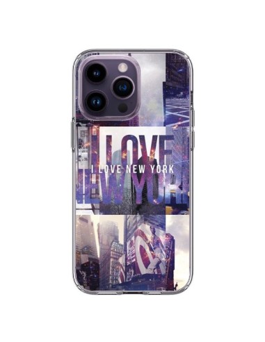 Coque iPhone 14 Pro Max I love New Yorck City violet - Javier Martinez