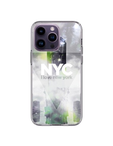 Coque iPhone 14 Pro Max I Love New York City Gris Vert - Javier Martinez