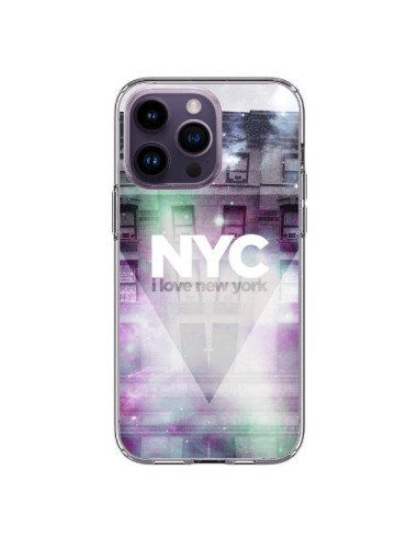 Coque iPhone 14 Pro Max I Love New York City Violet Vert - Javier Martinez