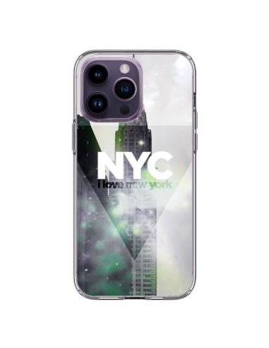 Coque iPhone 14 Pro Max I Love New York City Gris Violet Vert - Javier Martinez