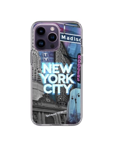 Coque iPhone 14 Pro Max New York City Buildings Bleu - Javier Martinez