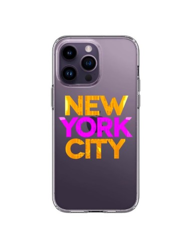 Coque iPhone 14 Pro Max New York City NYC Orange Rose Transparente - Javier Martinez