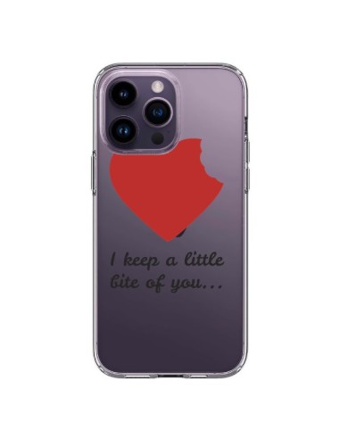 Coque iPhone 14 Pro Max I keep a little bite of you Love Heart Amour Transparente - Julien Martinez