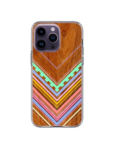 Coque iPhone 14 Pro Max Azteque Arbutus Pastel Bois Aztec Tribal - Jenny Mhairi