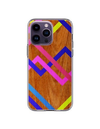 iPhone 14 Pro Max Case Pink Yellow Wood Aztec Tribal - Jenny Mhairi