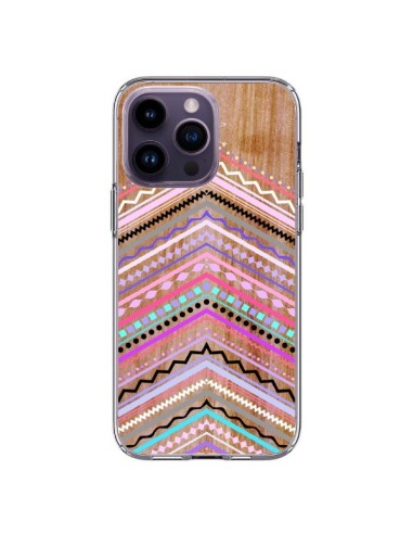 Coque iPhone 14 Pro Max Purple Chevron Wild Wood Bois Azteque Aztec Tribal - Jenny Mhairi