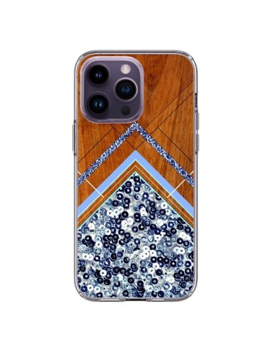 Cover iPhone 14 Pro Max Sequin Geometria Legno Azteco Aztec Tribal - Jenny Mhairi