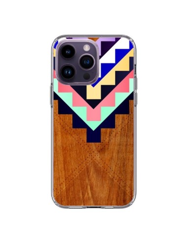 Coque iPhone 14 Pro Max Wooden Tribal Bois Azteque Aztec Tribal - Jenny Mhairi