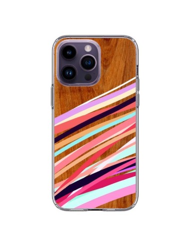 Coque iPhone 14 Pro Max Wooden Waves Coral Bois Azteque Aztec Tribal - Jenny Mhairi