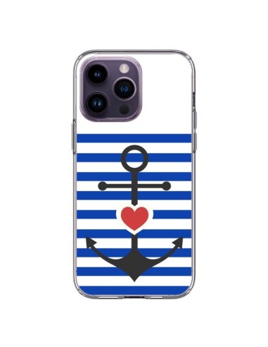 Coque iPhone 14 Pro Max Mariniere Encre Marin Coeur - Jonathan Perez