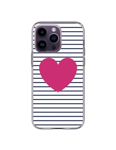 Coque iPhone 14 Pro Max Coeur Traits Marin - Jonathan Perez