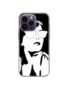 Cover iPhone 14 Pro Max Ragazza Occhiali Bianco -...