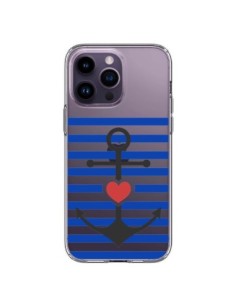 Cover iPhone 14 Pro Max Ancora Marina Cuore Trasparente -...