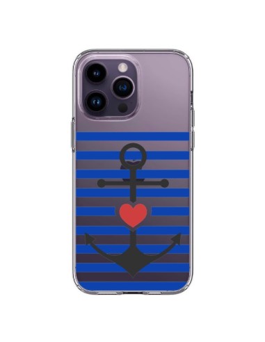 Coque iPhone 14 Pro Max Mariniere Ancre Marin Coeur Transparente - Jonathan Perez