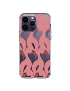Cover iPhone 14 Pro Max Fenicottero Rosa Trasparente -...